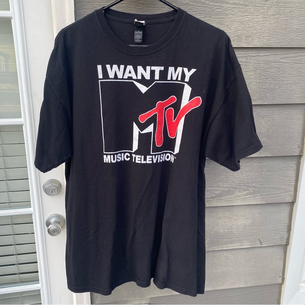 MTV Black Crew Neck Cotton Tee Unisex XL 24x30”